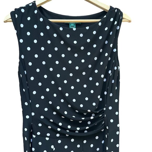 Lauren Ralph Lauren Black & White Polka Dot Dress Career‎ Office Women's Size 10 - Picture 7 of 13